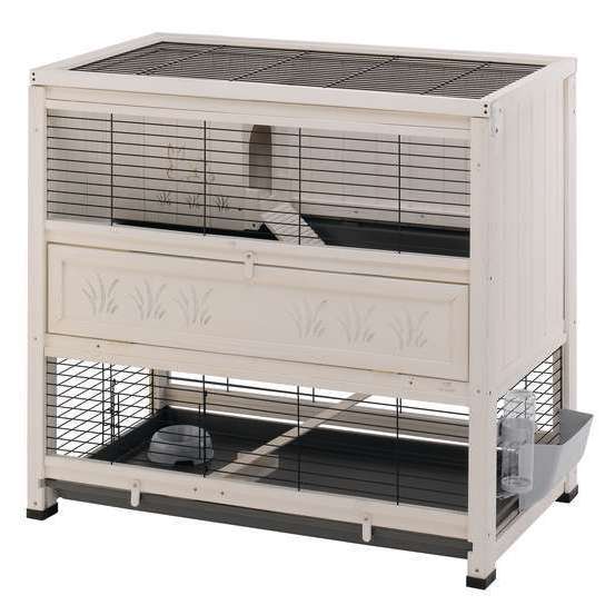 Clapier d'intérieur Cottage en bois blanc : L108xl59xH102,5cm