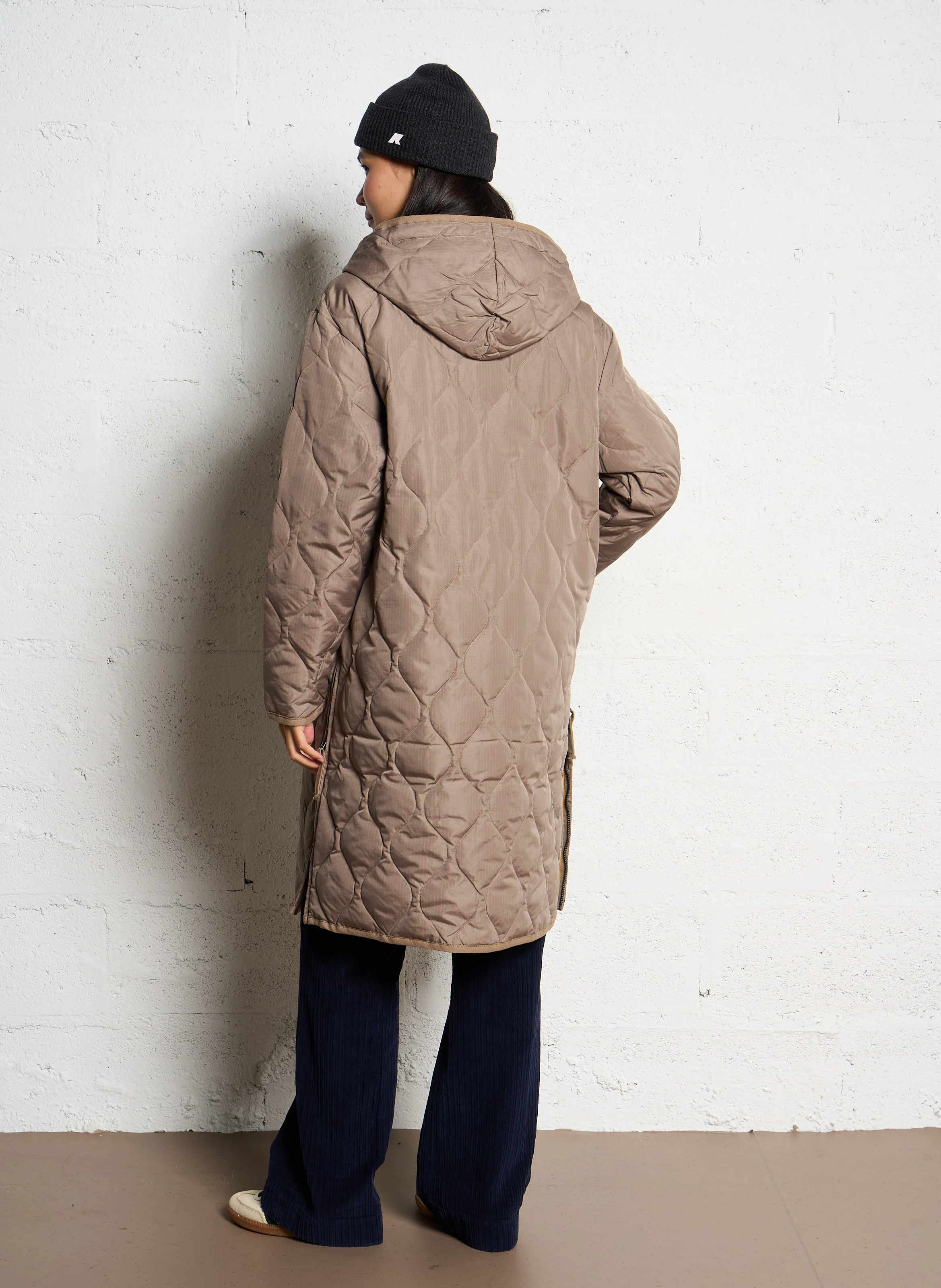 Manteau droit à capuche | Marron