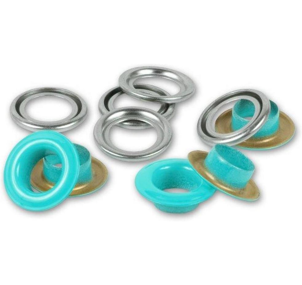 Ösen mit Scheiben, 8 mm Mint, SilberNähfreie Ösen