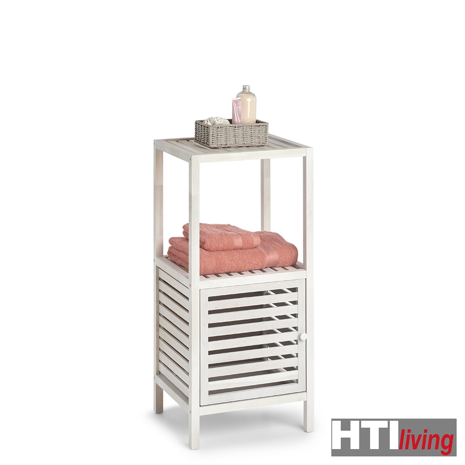 HTI-Living Badschrank mit Ablage, Walnussholz Natur, Weiß