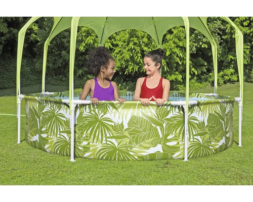Bovengronds framezwembad, rond, 244 x 244 x 51 cm, 1688 l, multicolor, inclusief dak