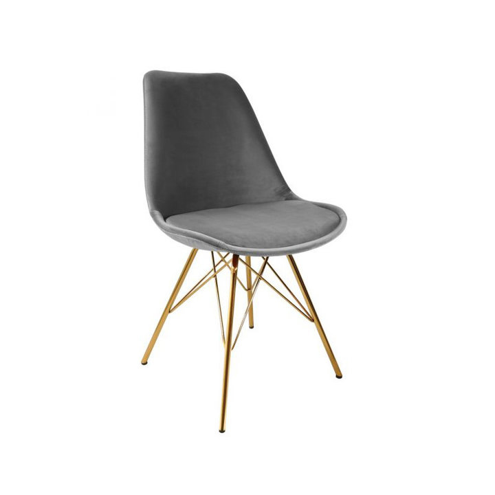 Kick collection - Stoel Velvet Grijs - Goud frame