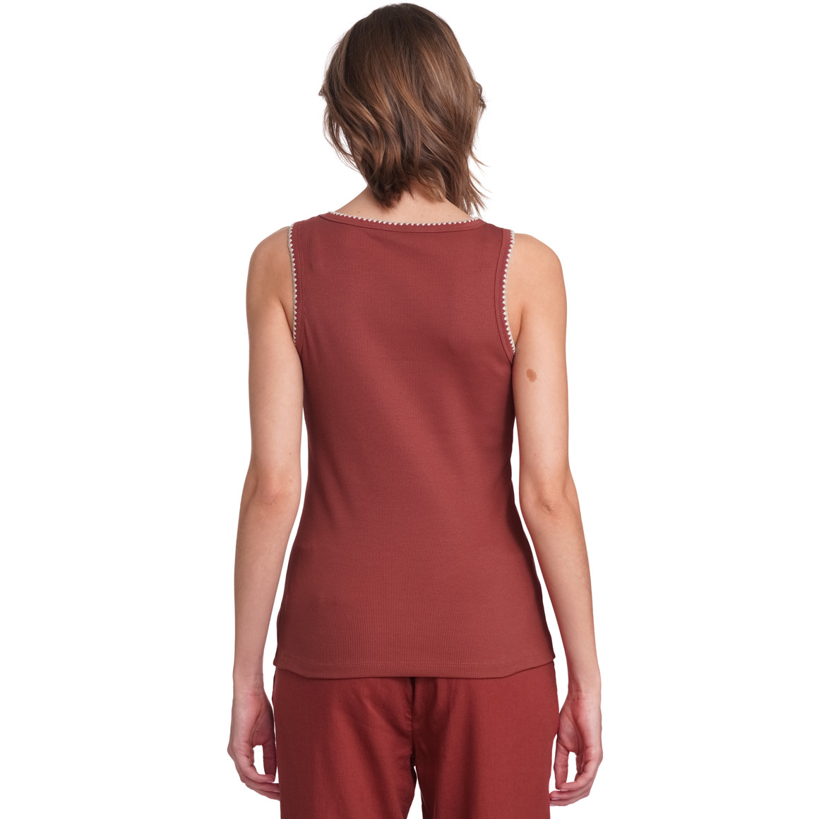 Gina Collection Damen Top mit Rippstruktur bordeaux