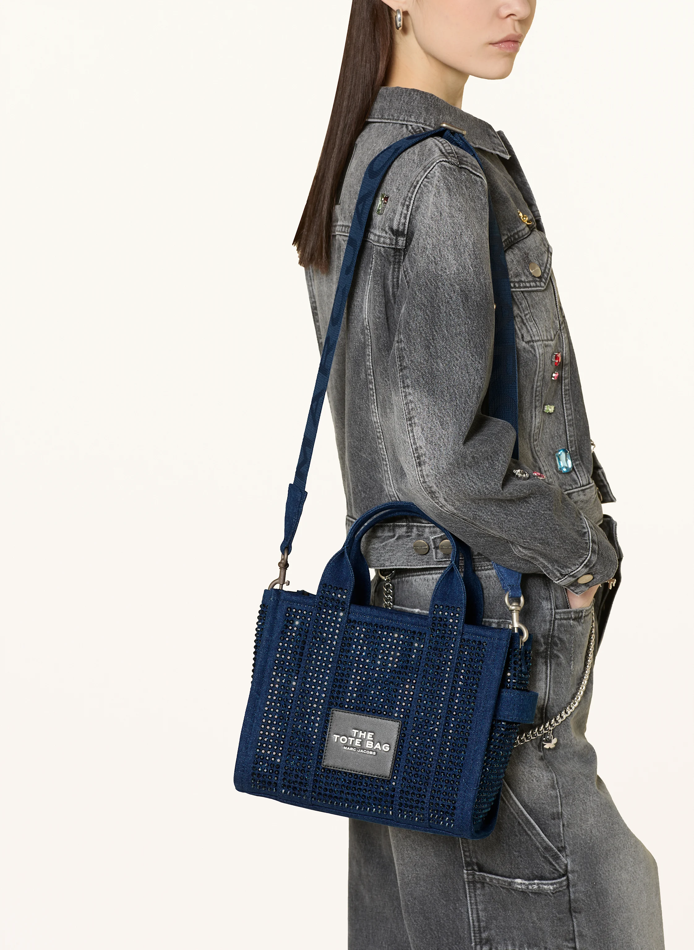 MARC JACOBS Handtasche THE SMALL TOTE BAG CRYSTAL mit Schmucksteinen
