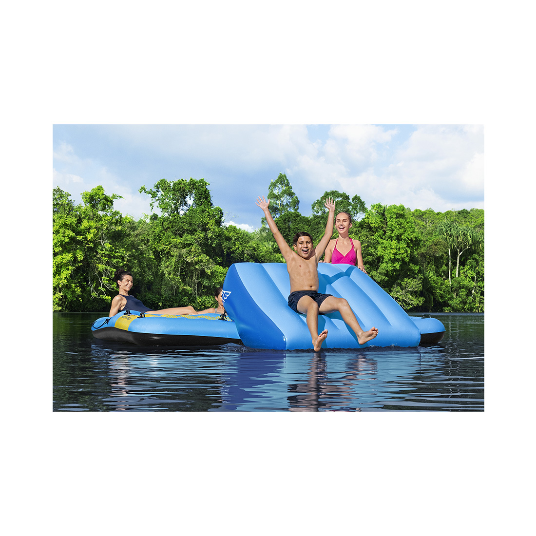 Hydro-Force Badeinsel Summer Slide mit Wasserrrutsche 376 cm x 311 cm