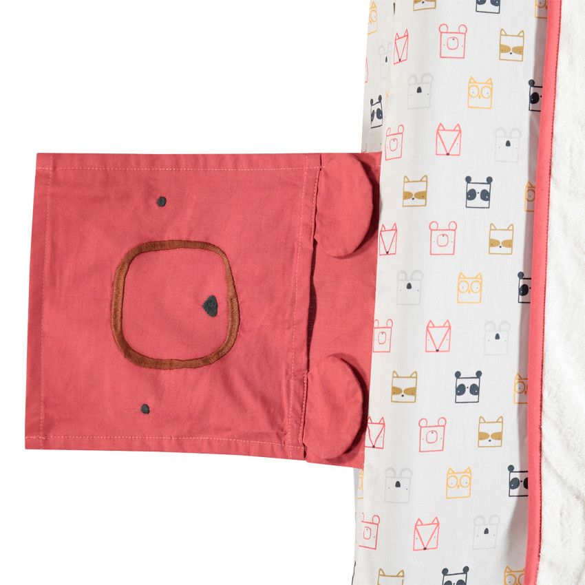 Housse de matelas à langer à animaux printés et poches latérales - Ecru