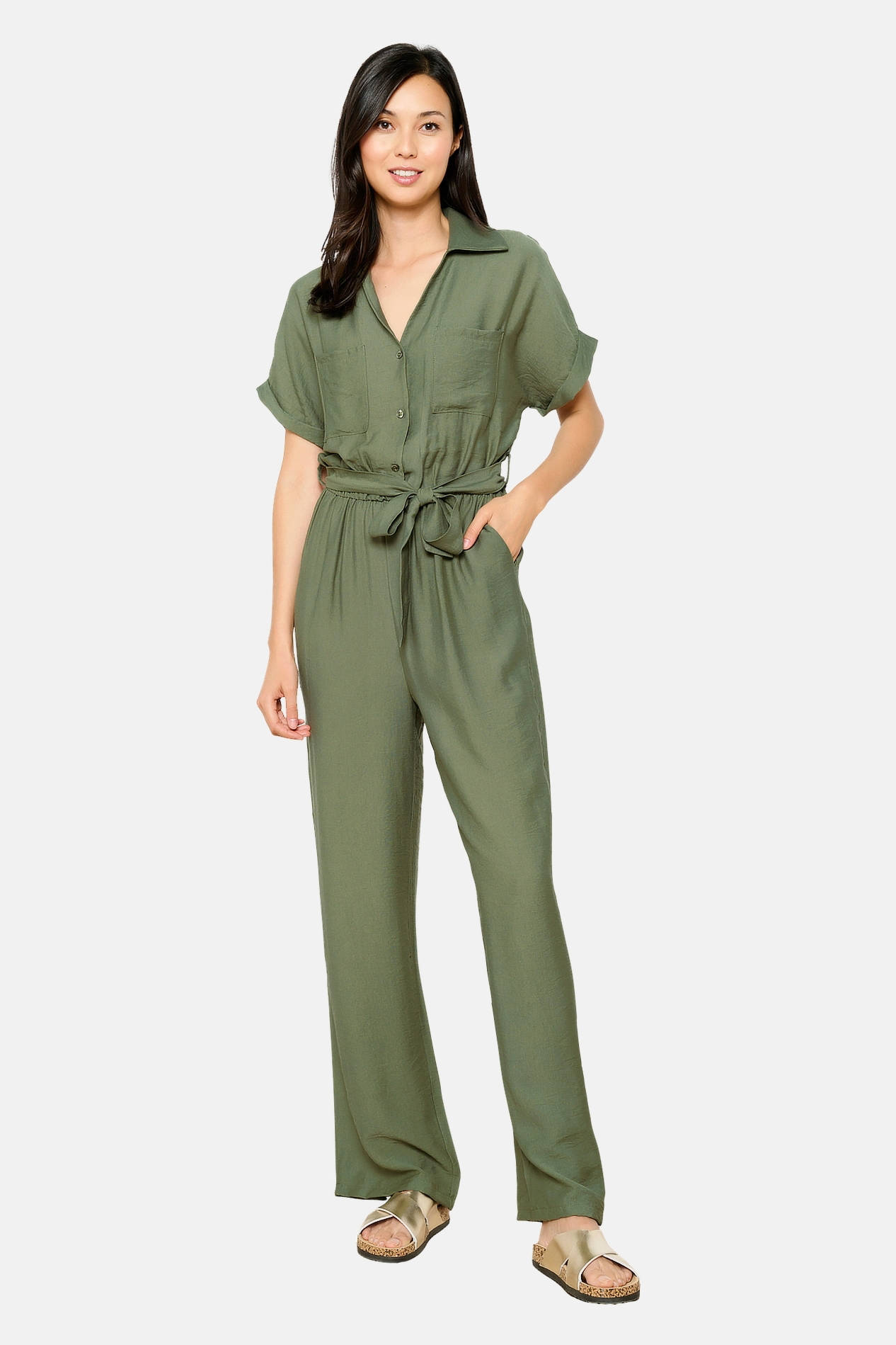 LOLALIZA jumpsuit donkergroen