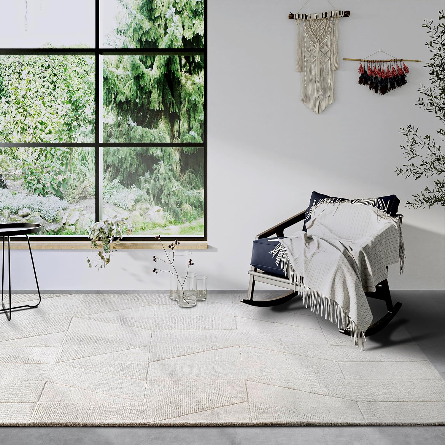 Villeroy & Boch Wollteppich Ursule - Natur Wohnzimmerteppich - Handgewebt & Natürlich - Boho Teppich Wolle für Wohnzimmer, Schlafzimmer, Esszimmer, Flur, Küche – Creme, 120x170 cm