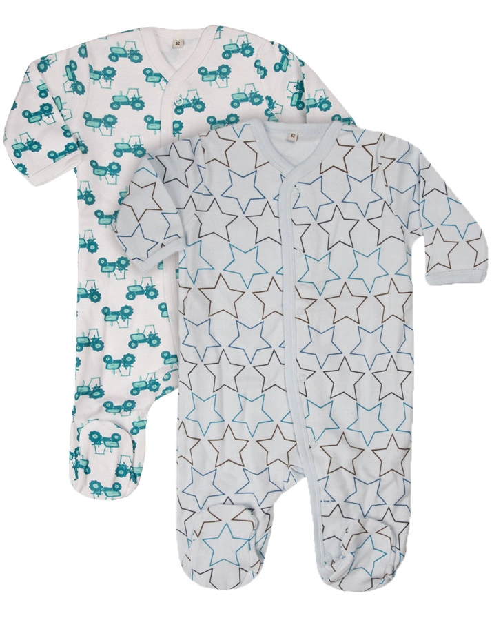 Strampler LITTLE BOY 2er-Pack mit Fuß in hellblau