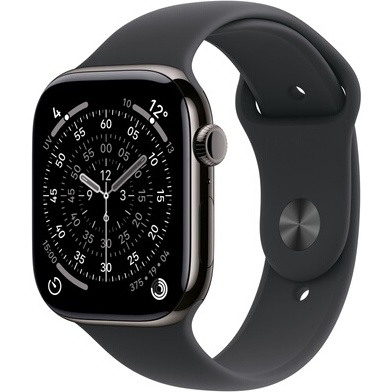 Apple watch Apple Watch Series 11 GPS + Cellular 46mm Boitier en Titane Ardoise avec Bracelet Sport Noir - M/L