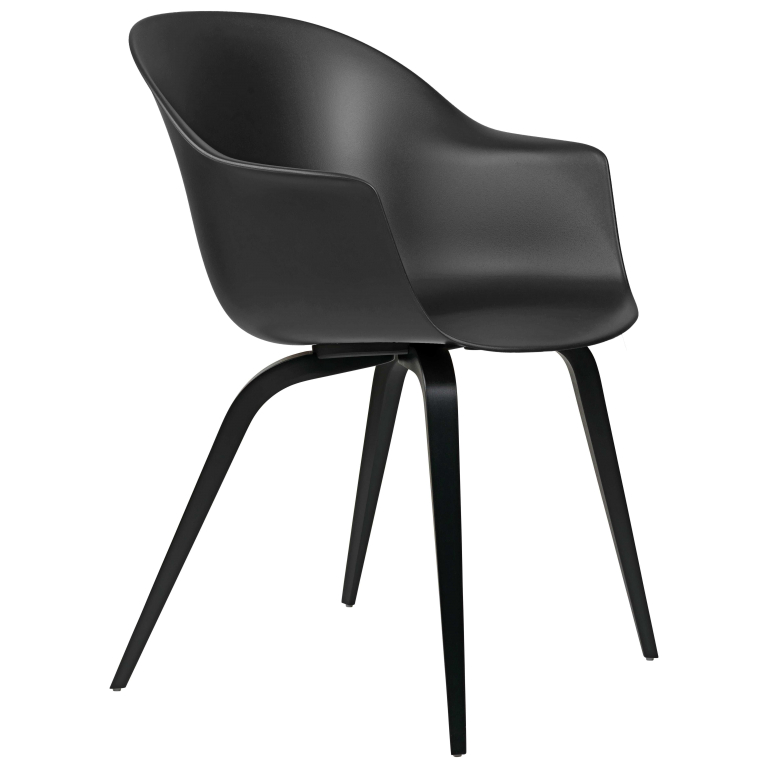 Gubi Bat Dining Wood stoel, black stained beech, Black