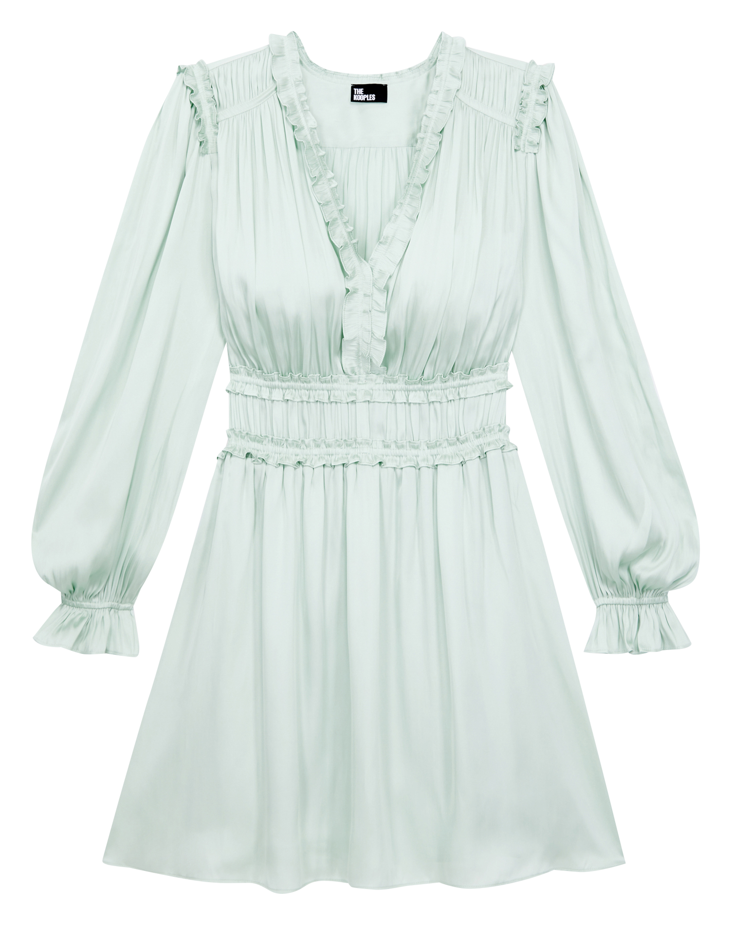 Robe courte col V| Bleu