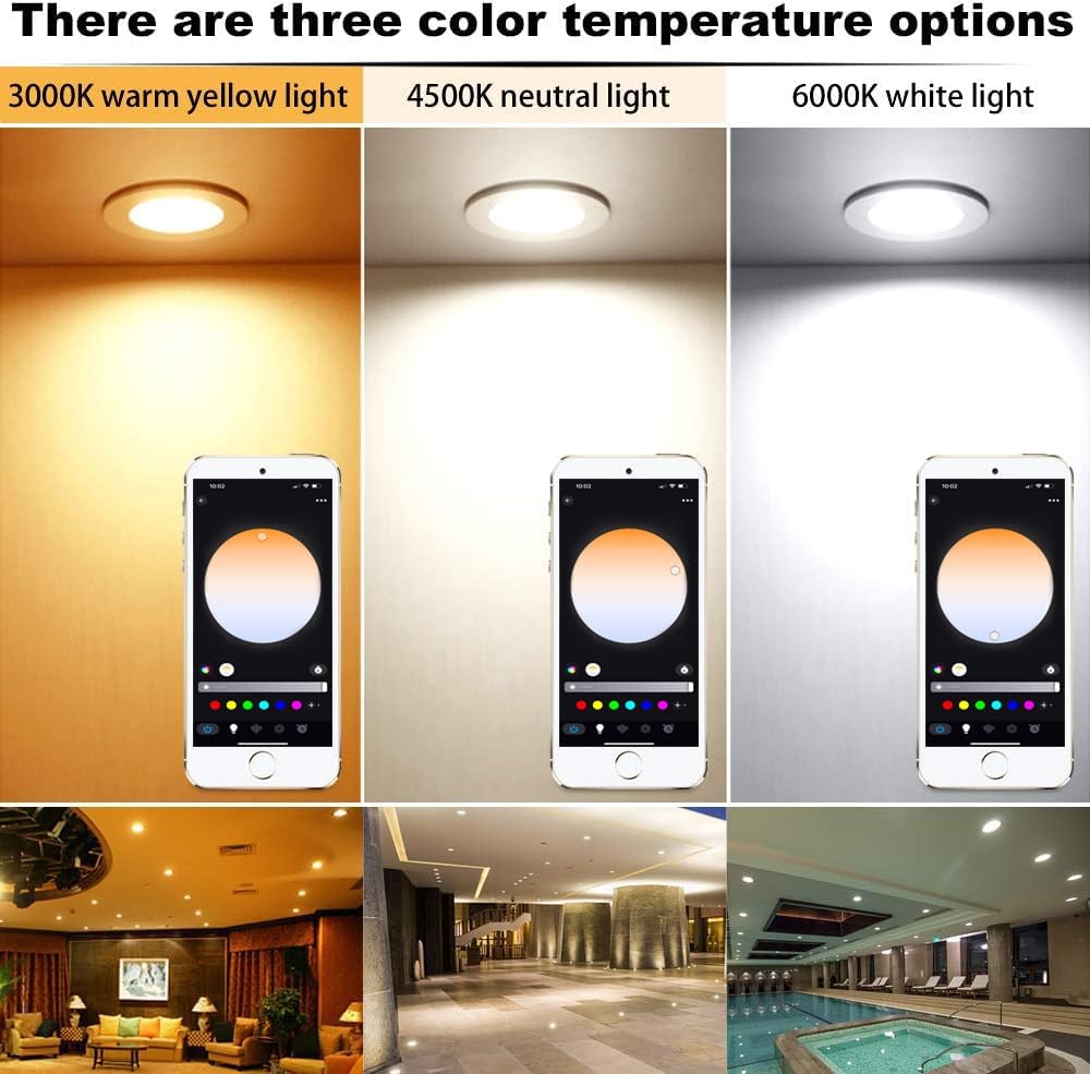 10er WIFI Bluetooth 9W Intelligent LED Einbaustrahler Downlight RGBIC+Warmweiß/Kaltweiß/Weiß 5 in 1 Einbauleuchte Spot Dimmbar 230V Einbauleuchten mit Fernbedienung,Smart Bridge