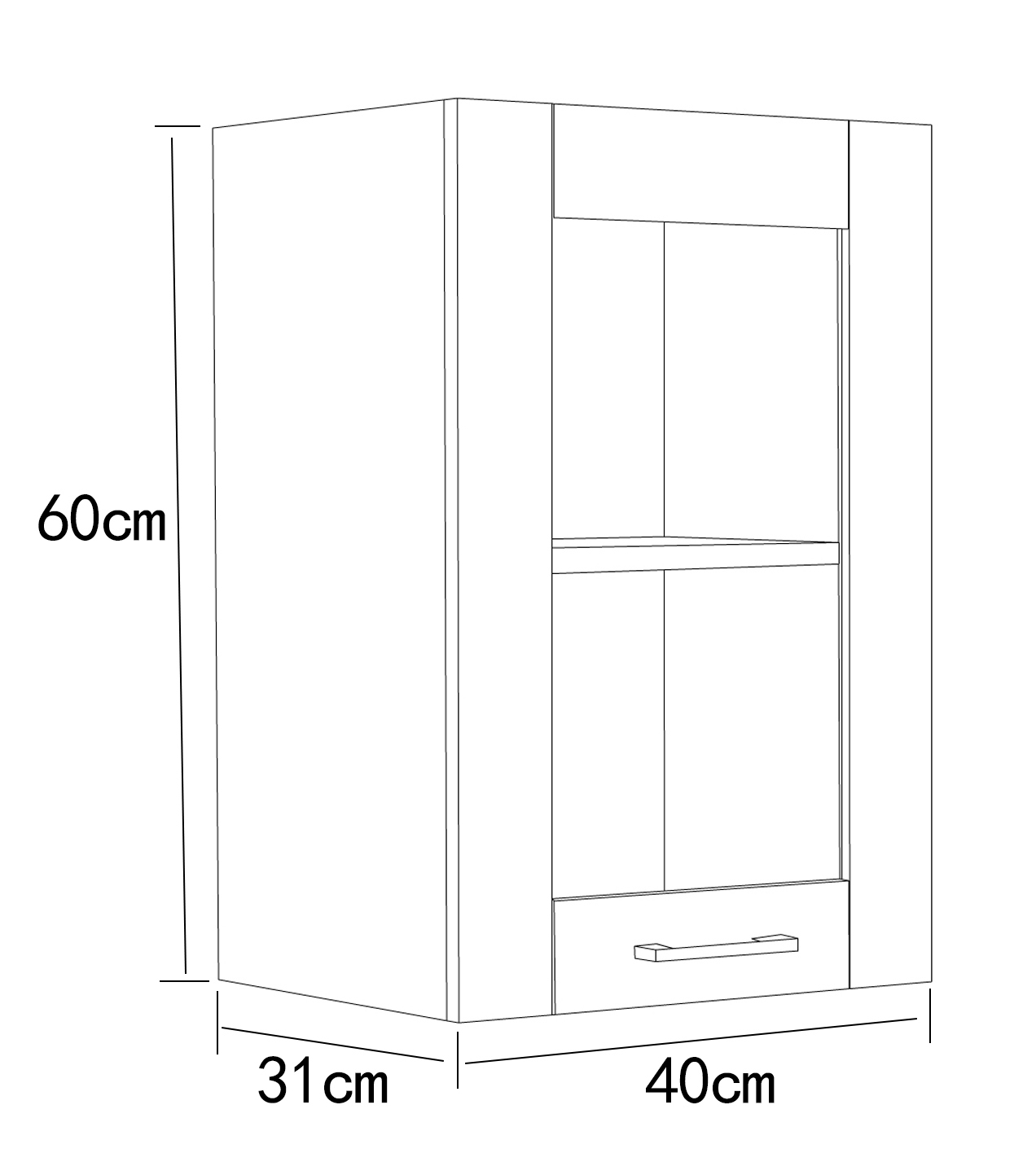Glas-Hängeschrank COLURA - weiß - 40 cm