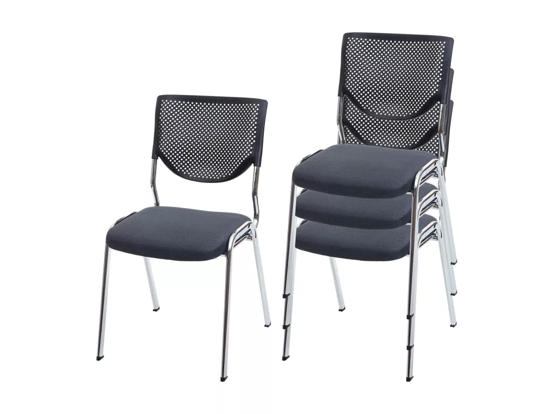 Chaise visiteur H401 Empilable (lot de 4), siége gris foncé, pieds chromés