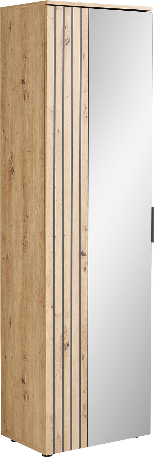 HBZ Garderobenschrank »Volano in Eiche Artisan Dekor, BxHxT 57x195x38cm« 1 Stk. tlg. Mit 1 Kleiderstange ausziehbar, 4 Einlegeböden