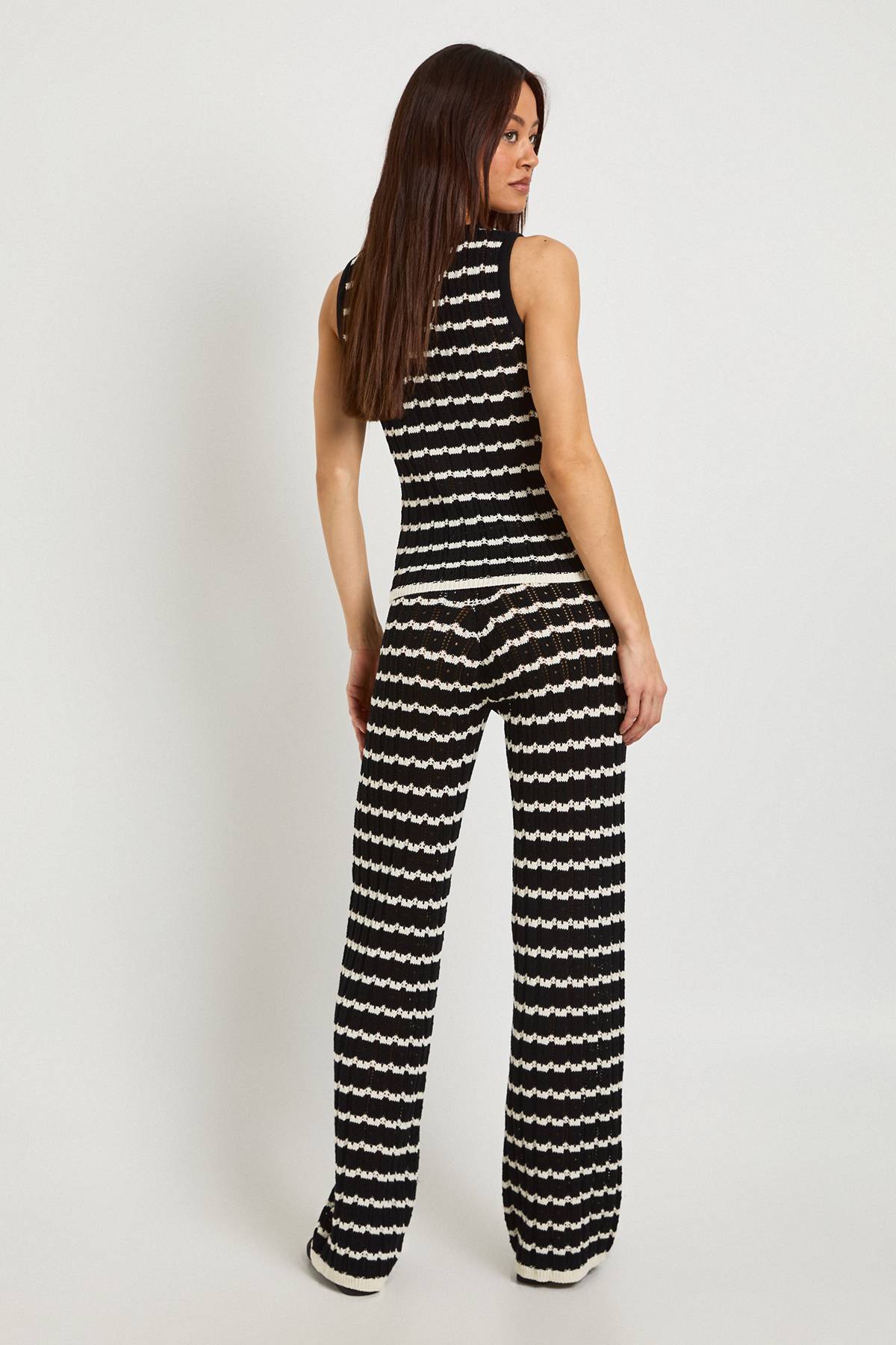 boohoo Ensemble Coordonné Haut En Tricot À Rayures Crochet Et Pantalon Large Tall