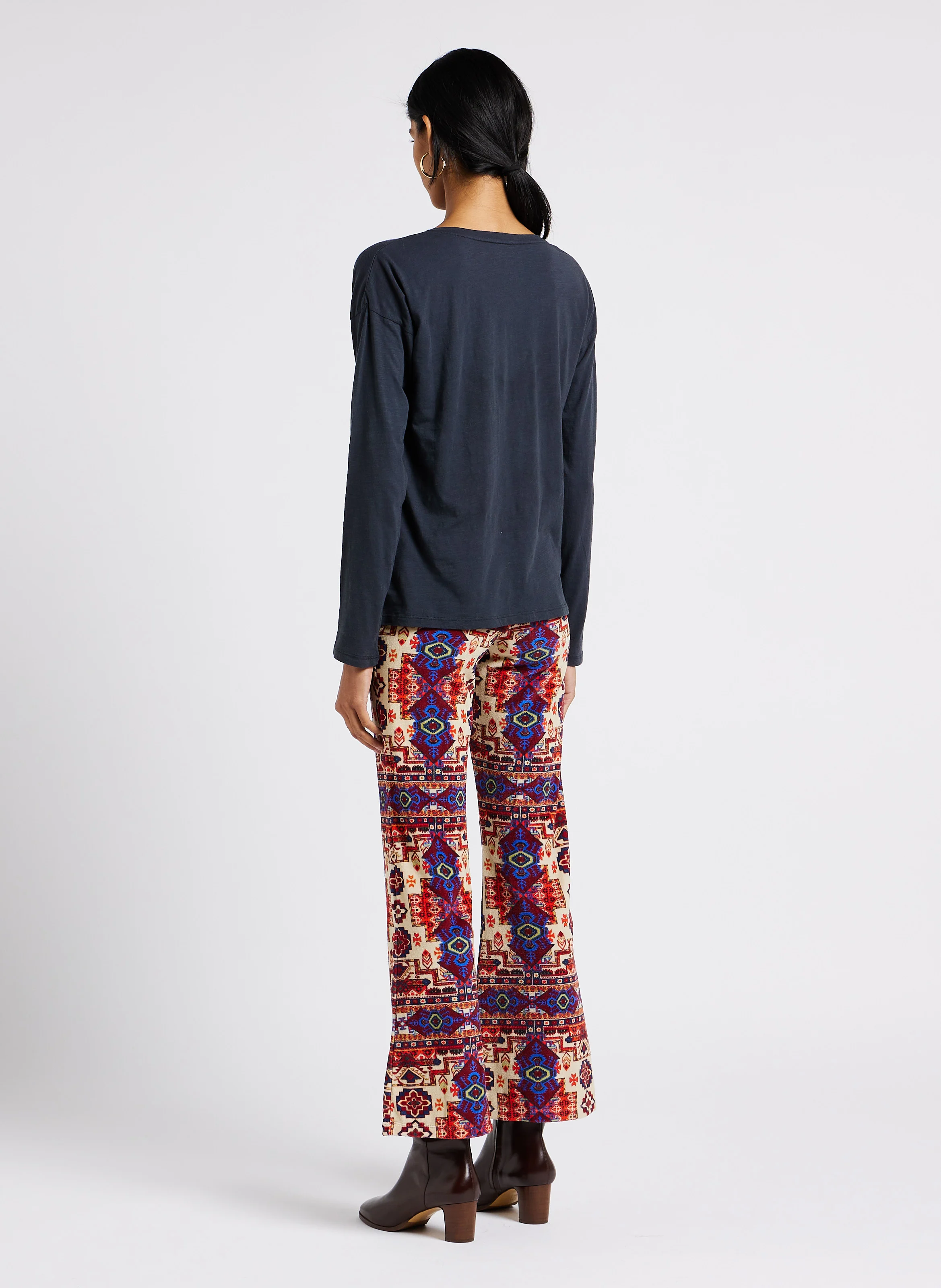 TAPESTRY - Pantalon taille haute à motif aztèque en coton | Rouge