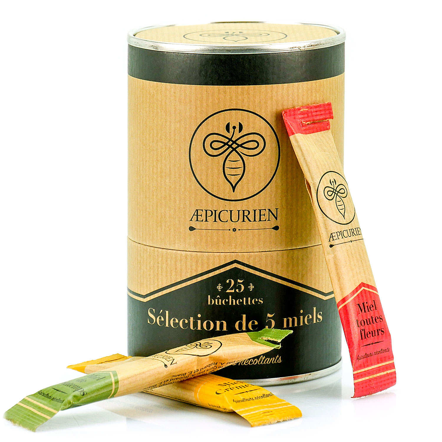 Sélection de 5 miels en bûchettes