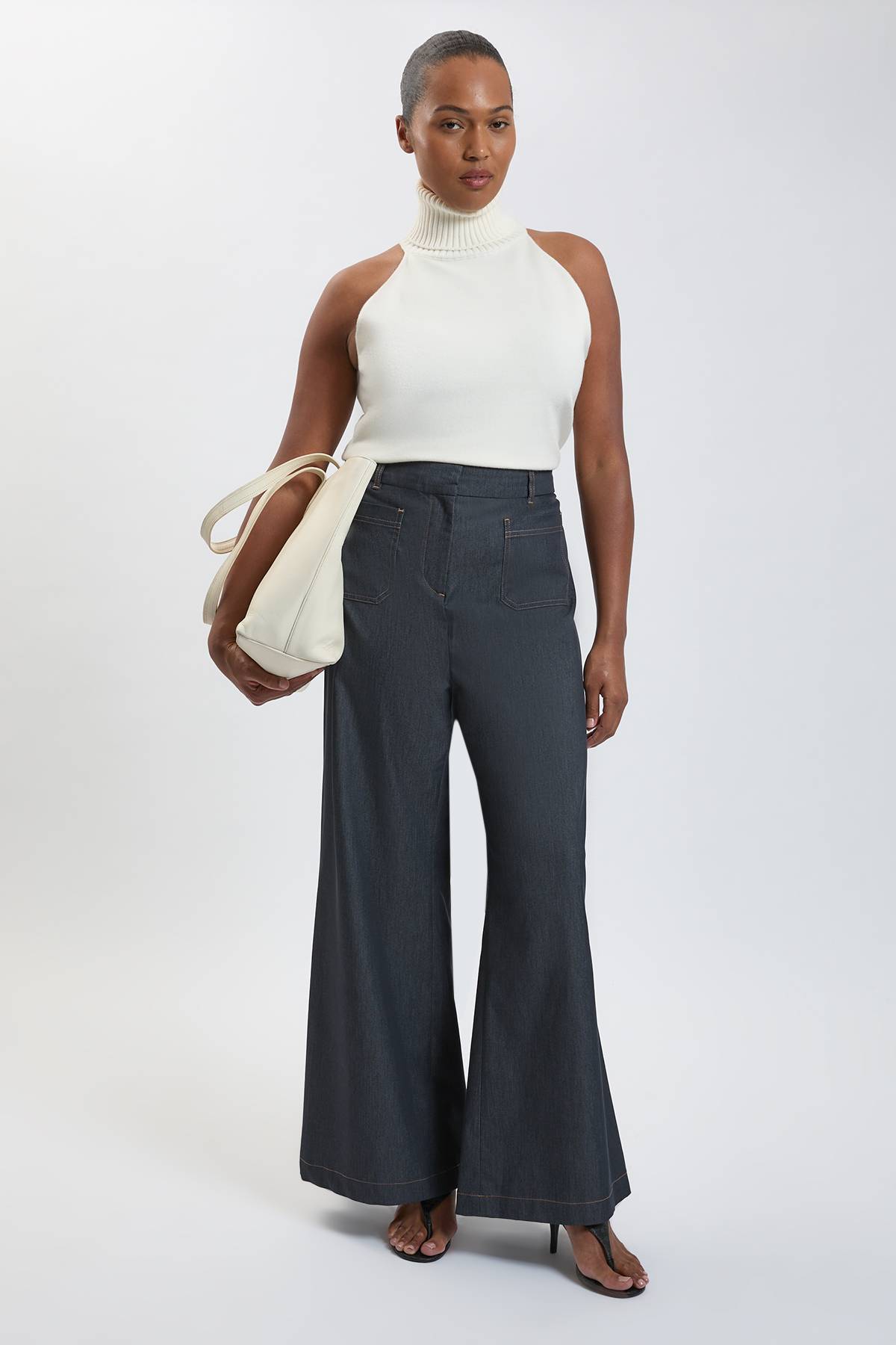 KarenMillen Pantalon Droit En Denim Tailleur Grande Taille