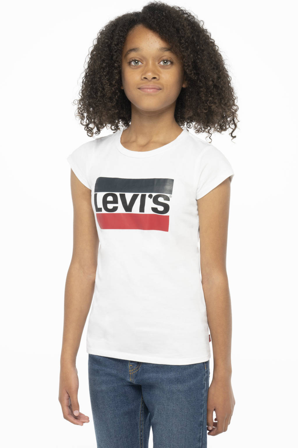 Levi's T-shirt met logo wit/rood/donkerblauw