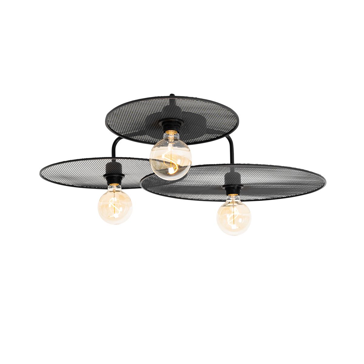 Design plafondlamp zwart met mesh 3-lichts - Jane