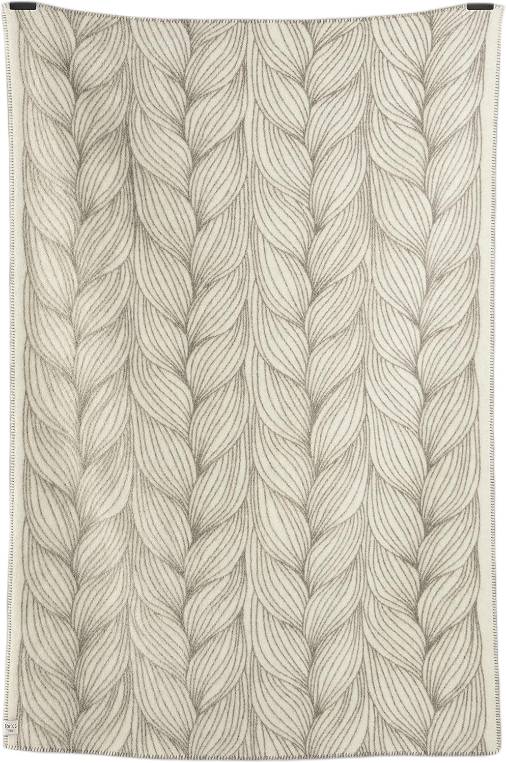 RØROS TWEED - Naturpledd Flette - Wolldecke aus norwegischer Lammwolle - Design von Kristine Five Melvær - Deckenmaße: 135 x 200 cm …