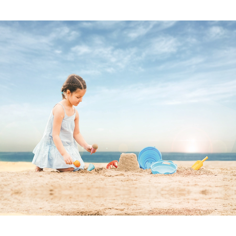 SCHILDKRÖT® 7-in-1 Sand Toys Falteimer-Set, blau