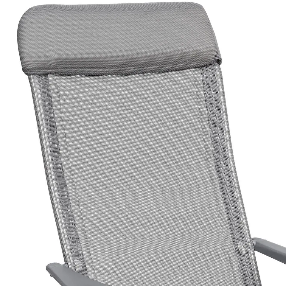 tectake 4 aluminium tuinstoel inklapbaar met hoofdsteun, Grijs
