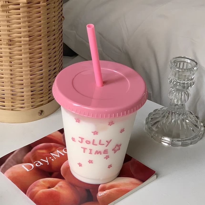 Tuhat - Beletterde plastic drinkbeker met rietje (verschillende ontwerpen)