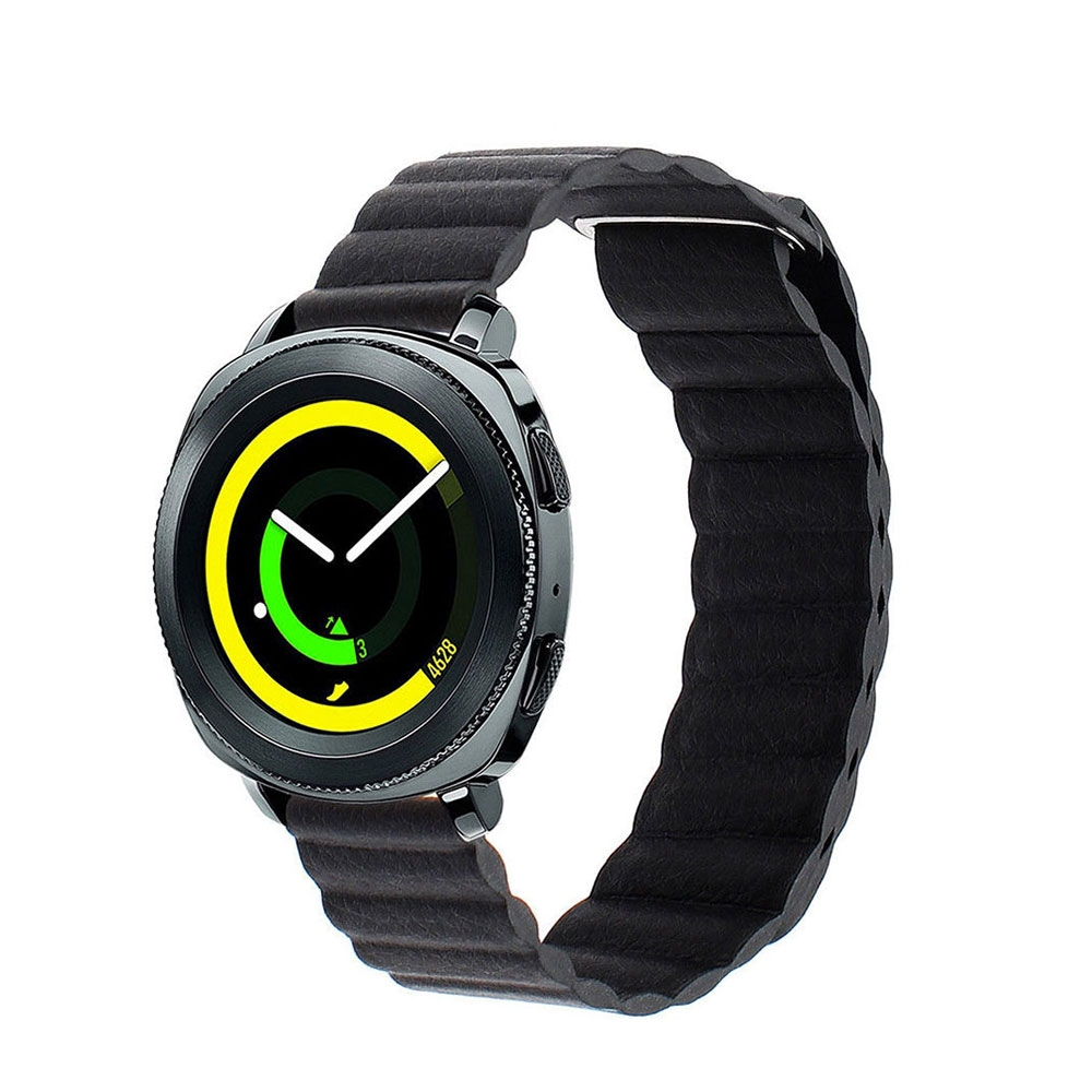 Samsung Galaxy Watch 5 (44/40mm) / Watch 5 Pro (45mm) Echtleder Armband mit Magnetverschluss - Schwarz