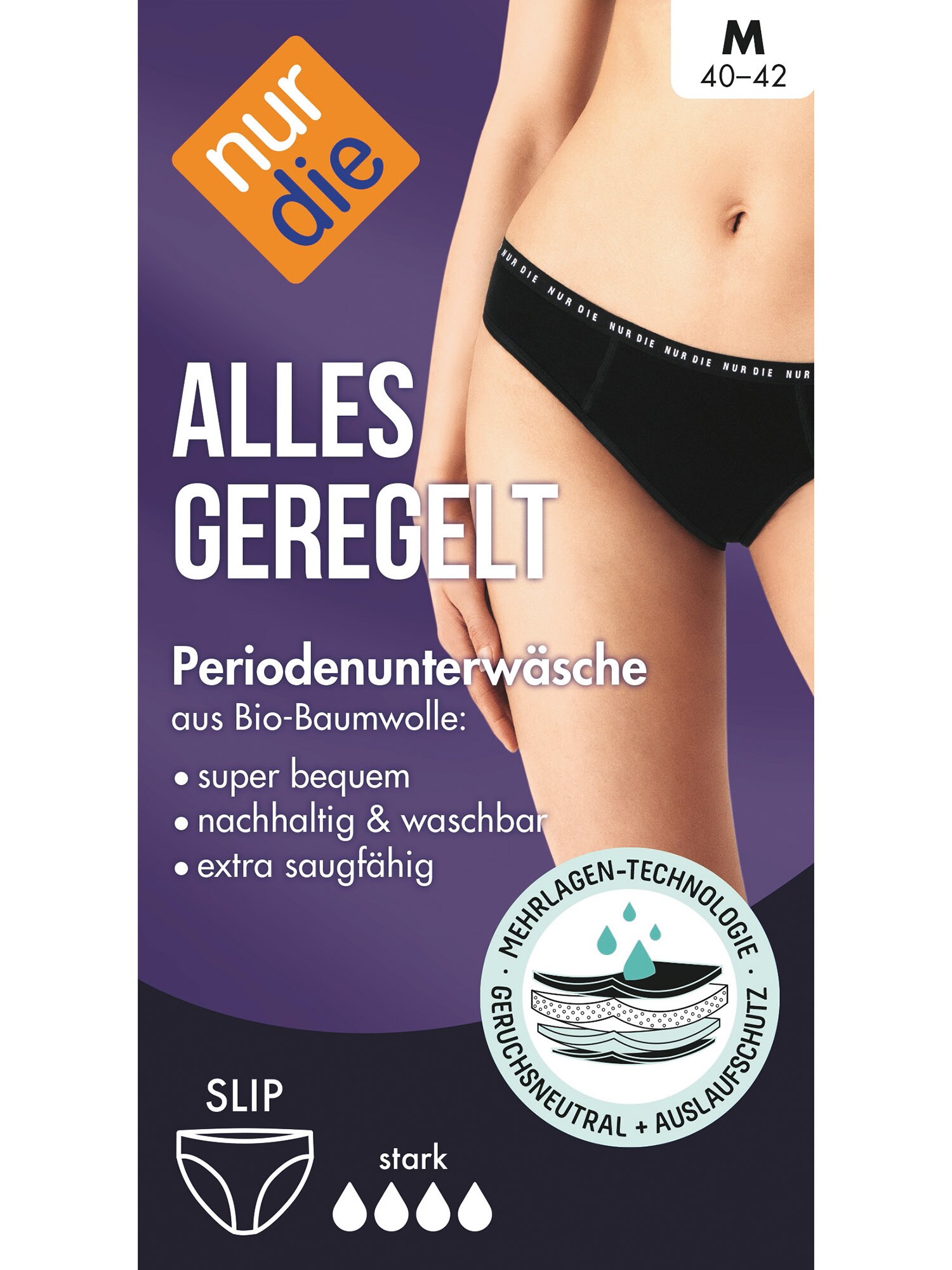 NUR DIE Damen Periodenunterwäsche Alles Geregelt Slip stark 2er Pack