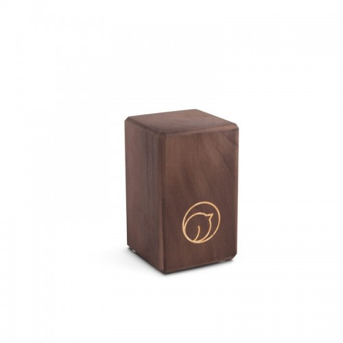 Vaso de madeira vertical básico com pássaro na cor nogueira