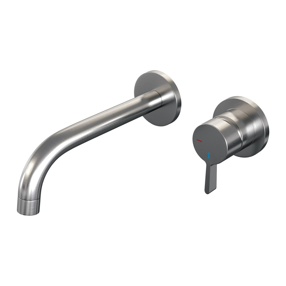 Brauer Brushed Edition ColdStart wastafelkraan inbouw gebogen uitloop en rozetten model E1 RVS geborsteld PVD
