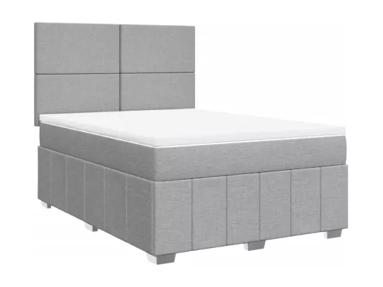Sommier à lattes de lit avec matelas Gris clair 140x190cm Tissu