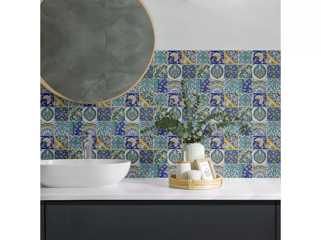 Carreaux autocollants PVC, Carrelage PVC adhésif - 20x20x20 - Motifs céramiques en mosaïque