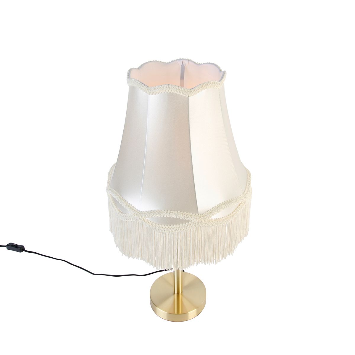 Klassieke tafellamp messing met granny kap crème 30 cm - Simplo