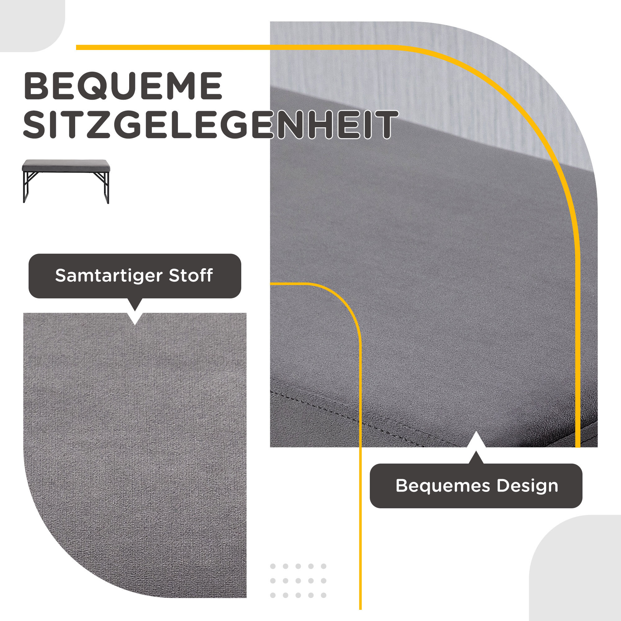 HOMCOM Sitzbank mit Samtoptik blau 100L x 35B x 47H cm