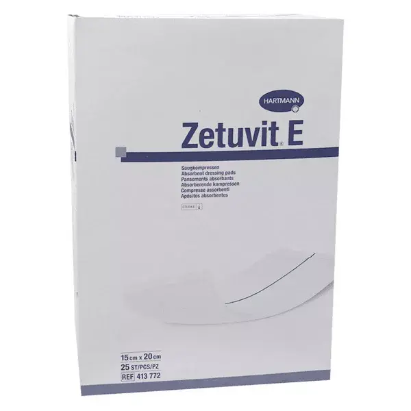 Hartmann Zetuvit-E Pansement Absorbant Américain Stérile avec Dos Hydrophobe 15 x 20cm 25 unités