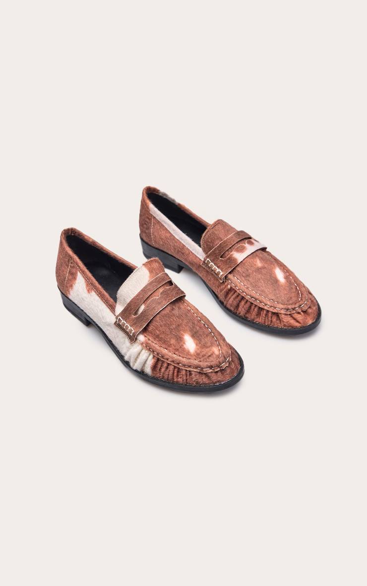 Multicolore Mocassin En Poulain Imprimé Vache