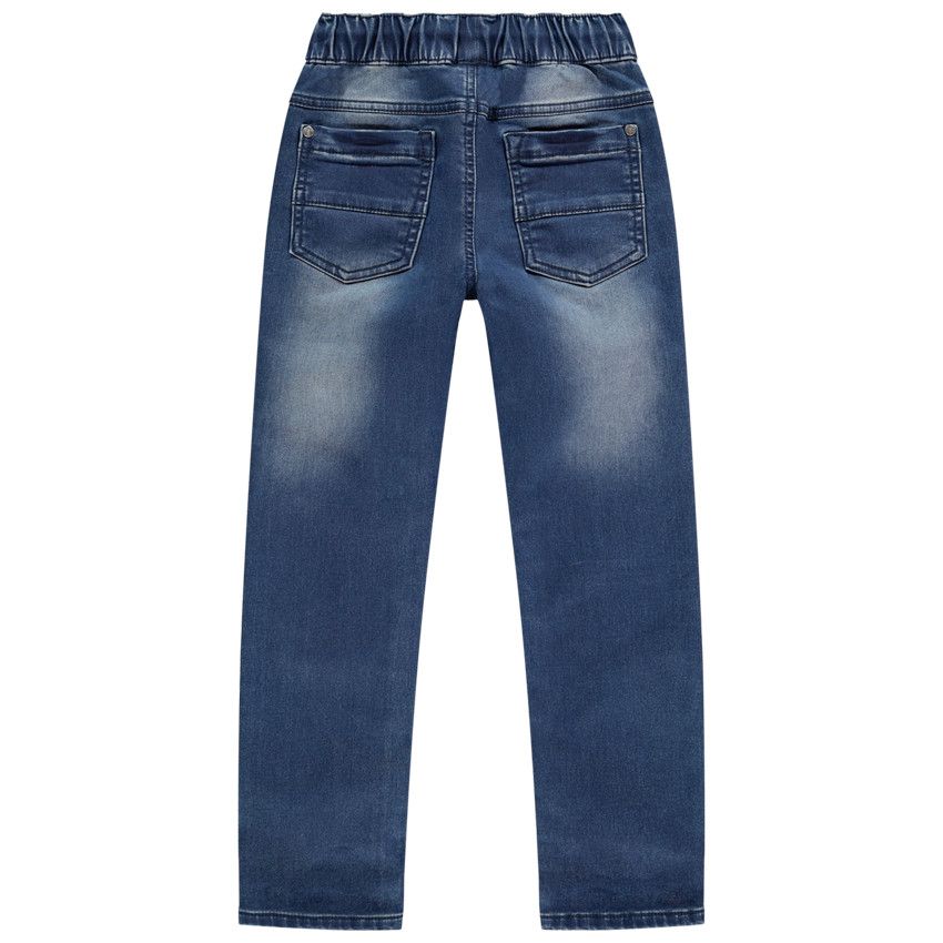 Jean effet délavé à taille élastiquée pour enfant garçon - Bleu moyen