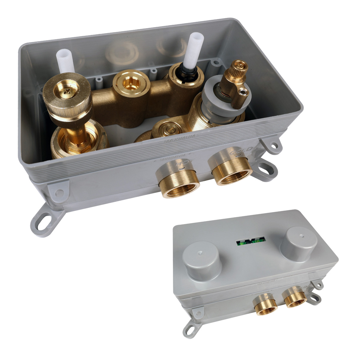 Brauer Stripe inbouw badkraan met drukknoppen en 3 standen handdouche koper geborsteld PVD