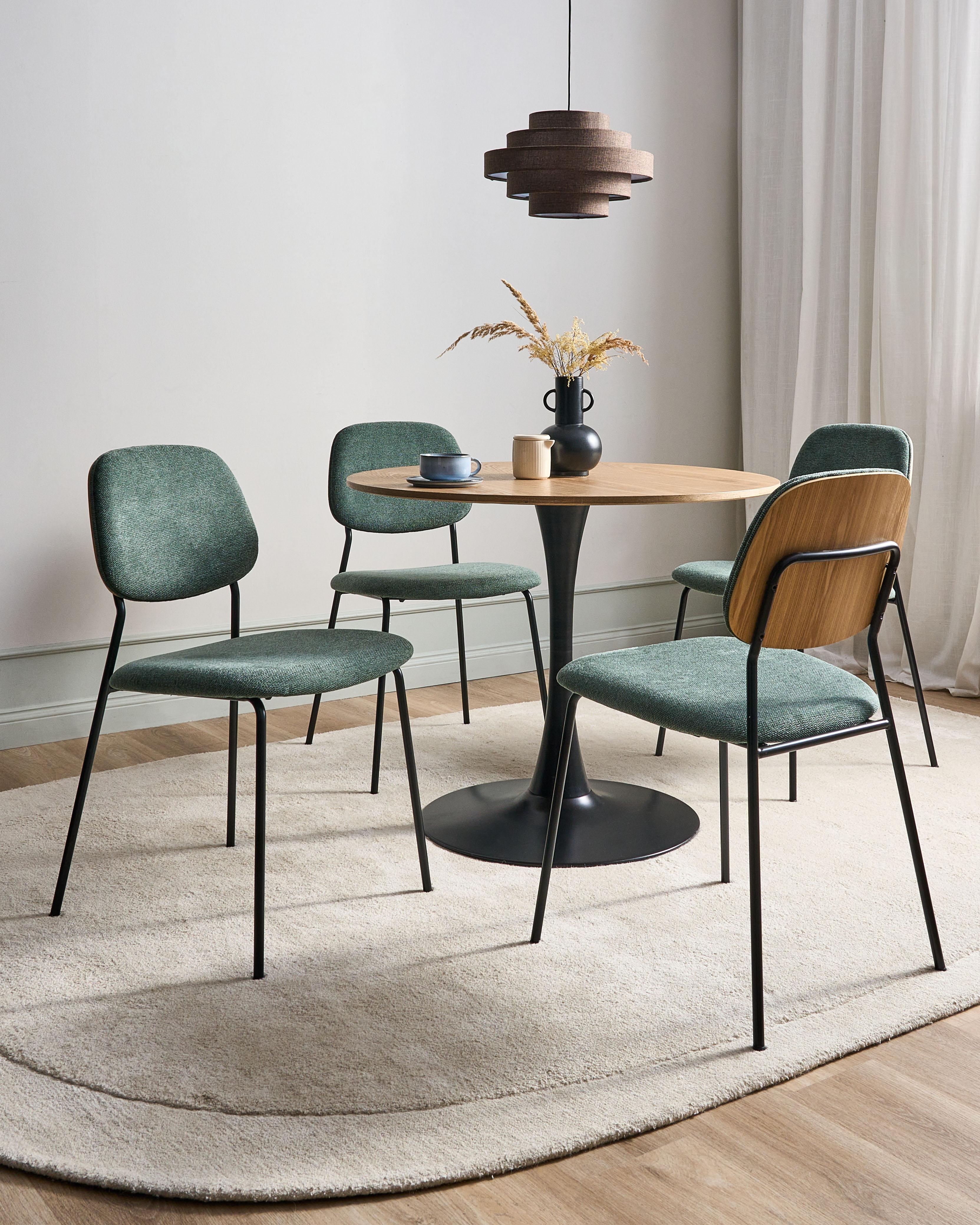 Set van 4 eetkamerstoelen RILEY Stof Groen