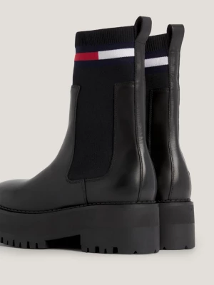 Botas Chelsea de plataforma em couro com sola de sola