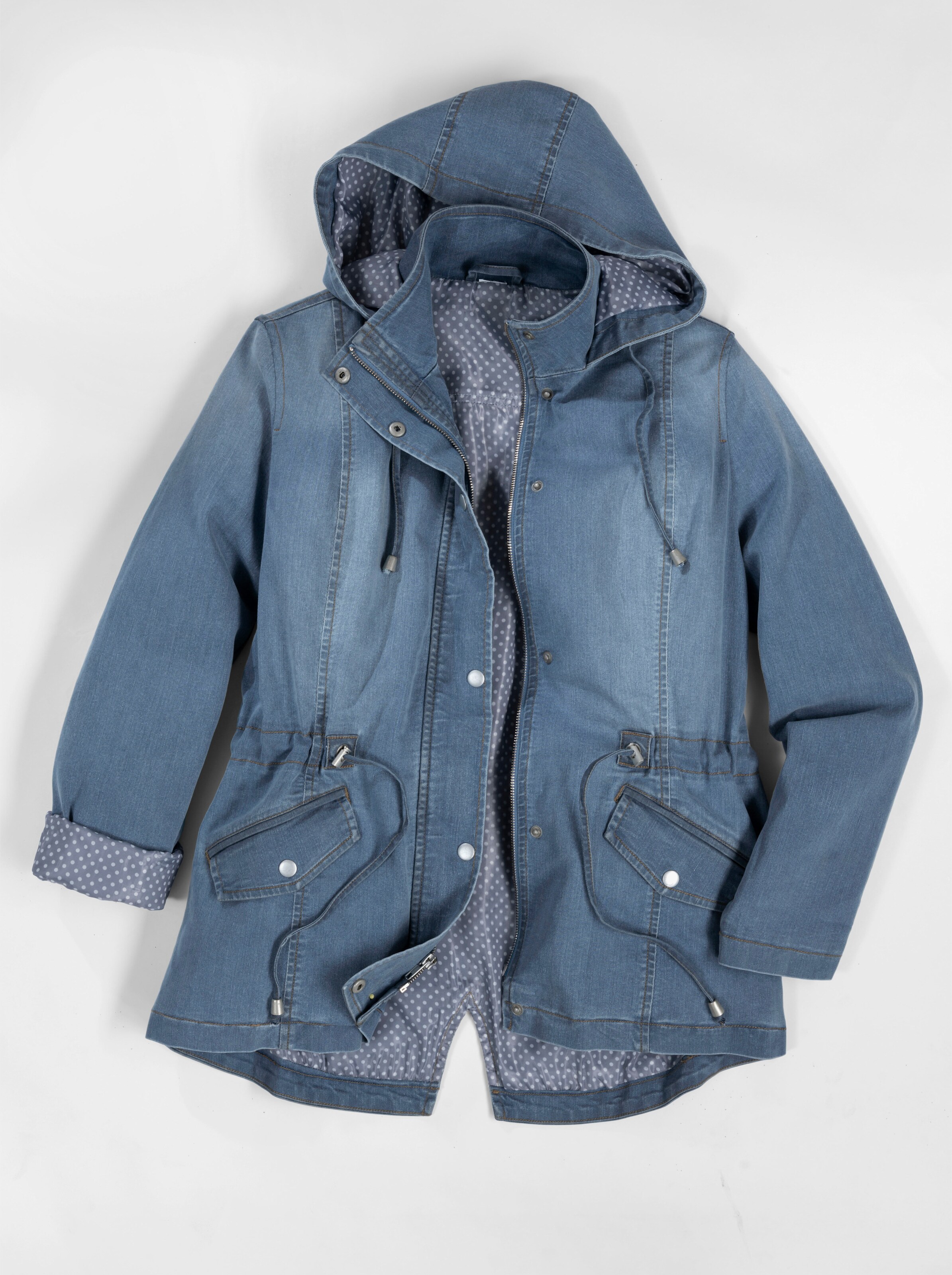 Jeansjacke mit Futter, getupft