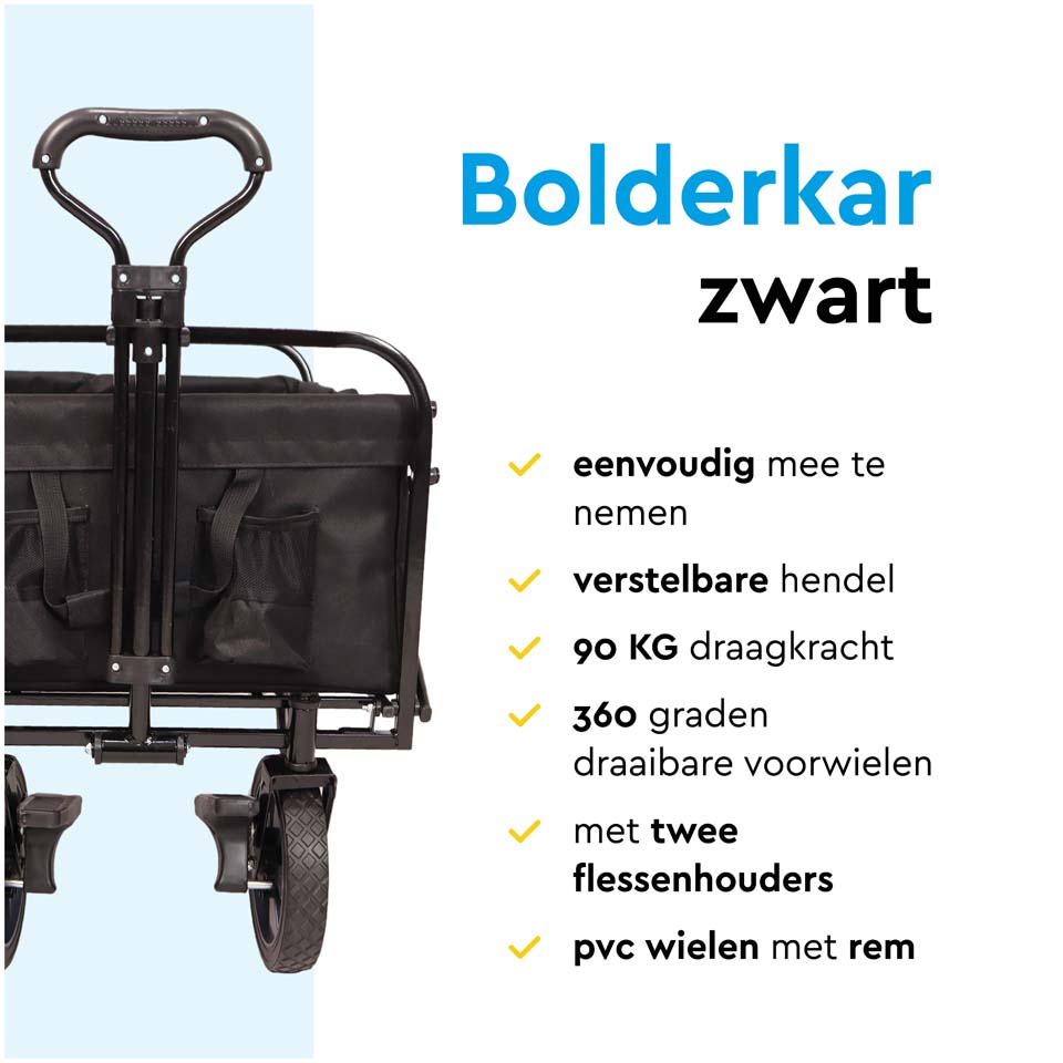 BRASQ 100 Liter opvouwbare bolderkar - Black