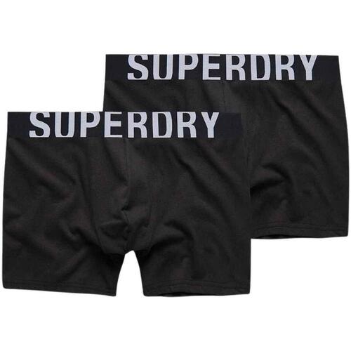 Superdry - BOXER DUAL LOGO DOUBLE PACK Negro