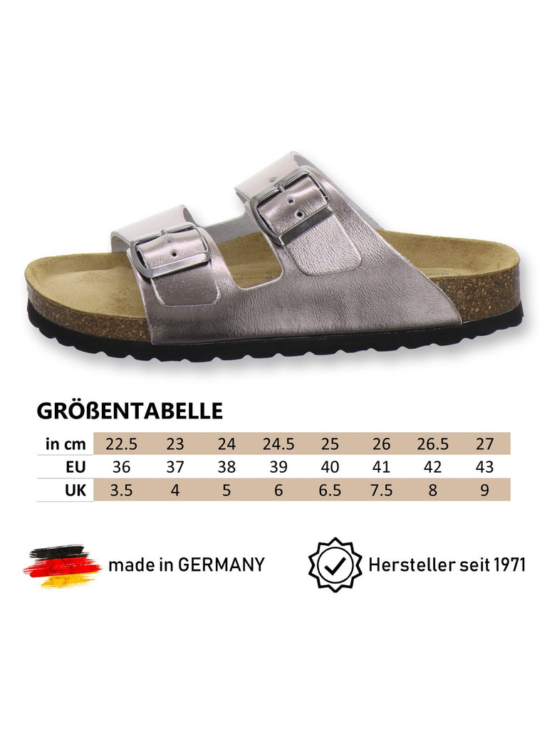 Pantoletten Damen Zweischnaller metallic