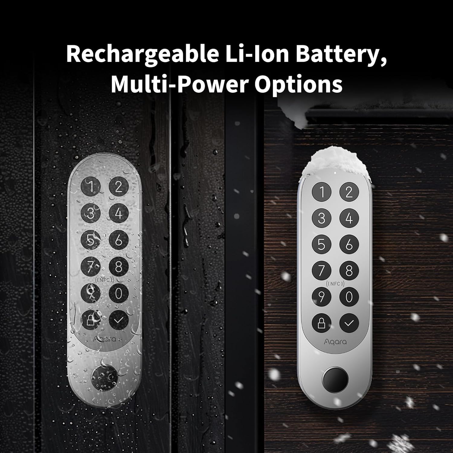 Aqara Smart Lock U200 (mit Fingerabdruck), Matter Over Thread, Smartes Türschlosss mit Apple Home Key und Aufladbarem Akku, Kompatibel mit Apple, Google Home, Alexa und SmartThings, Silber