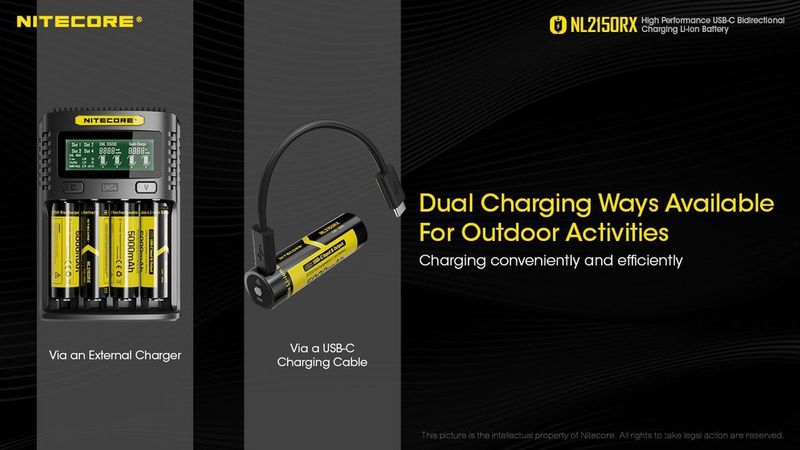 Nitecore - NL2150RX - Oplaadbare 21700 Li-Ion Batterij - 5000mAh - USB-C